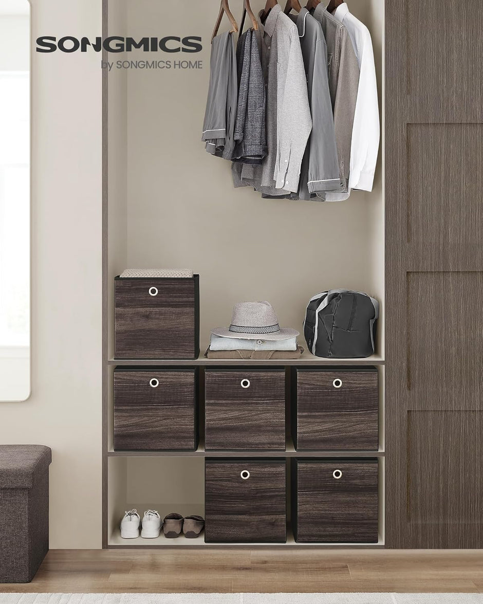 Förvaringsboxar – Hopfällbar design – Set om 6 – Mörkbrun
