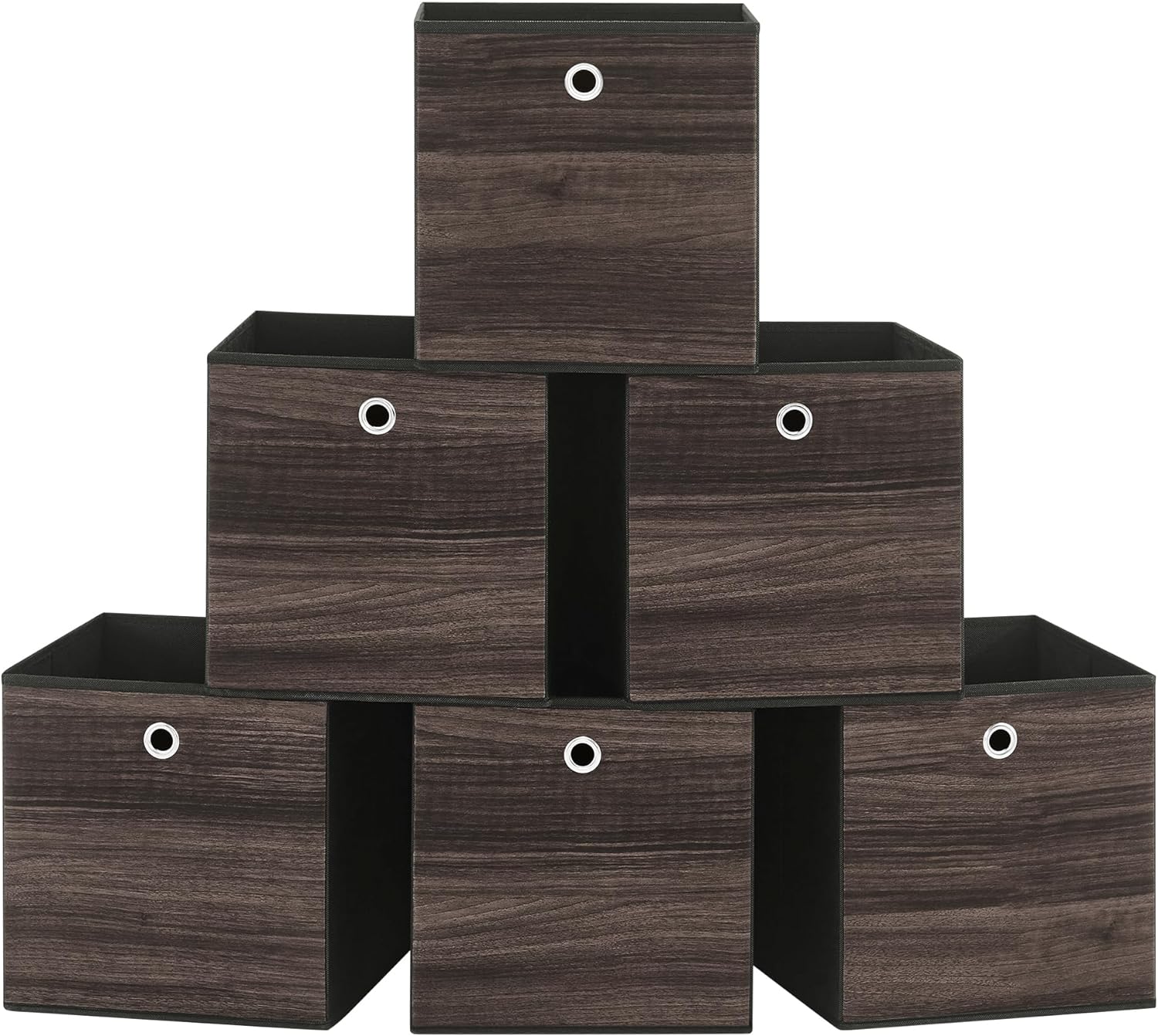 Förvaringsboxar – Hopfällbar design – Set om 6 – Mörkbrun