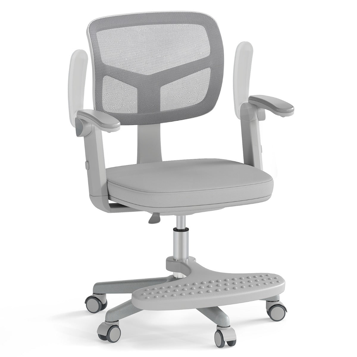 Barnskrivbordsstol – med höjdjusterbar sitthöjd Barnroterbar hjul – 41-52 cm – Grå