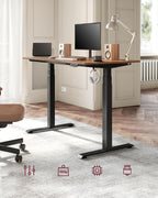 Höjd -justerbar skrivbord - med minnesfunktion - med hjul