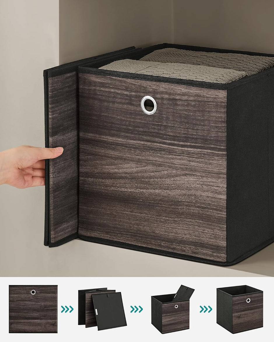 Förvaringsboxar – Hopfällbar design – Set om 6 – Mörkbrun