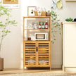 Bambu – bokhylla med dörrar vånings lameldörrskåp – 4 60 x 33 x 116 cm – Natur