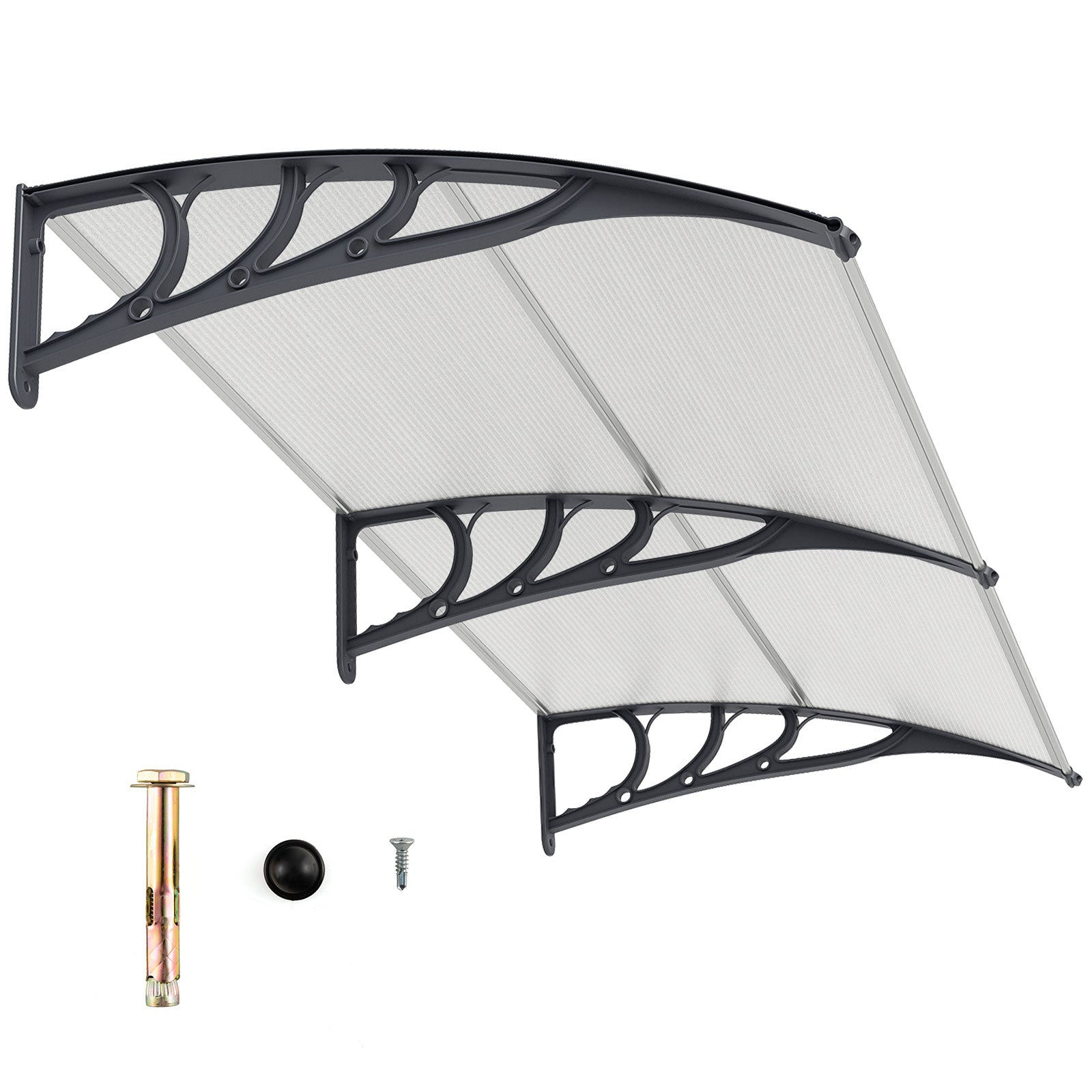 Entrétak – för ytterdörr Aluminium Överbyggnad Pultbåge – 199 x 99 cm – Grå