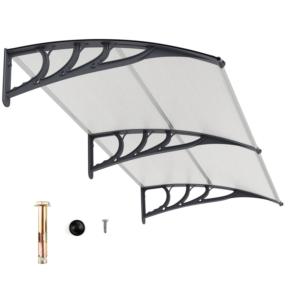 Entrétak – för ytterdörr Aluminium Överbyggnad Pultbåge – 199 x 99 cm – Grå