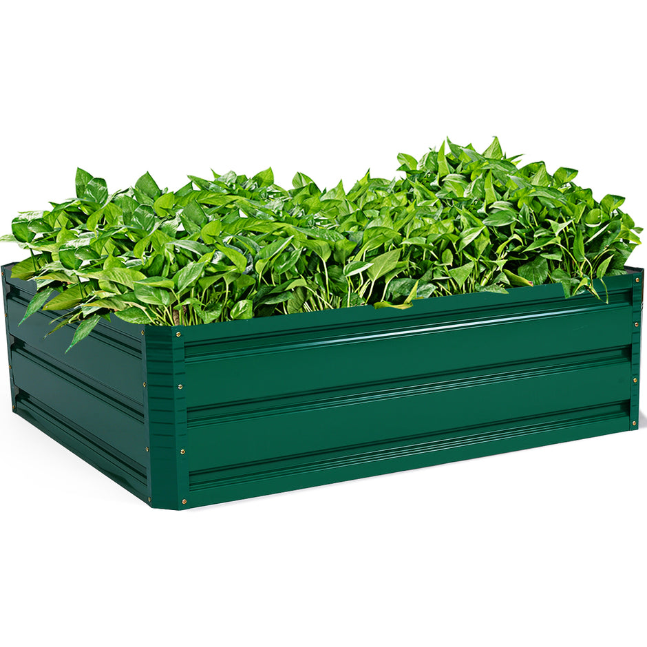 Högbädd – Stål Rektangulär Planteringslåda Höjdträdgårdsbädd För Grönsaker Blommor Krydder Grönt – 100 x 30,5 x 80 cm – Mörkgrön
