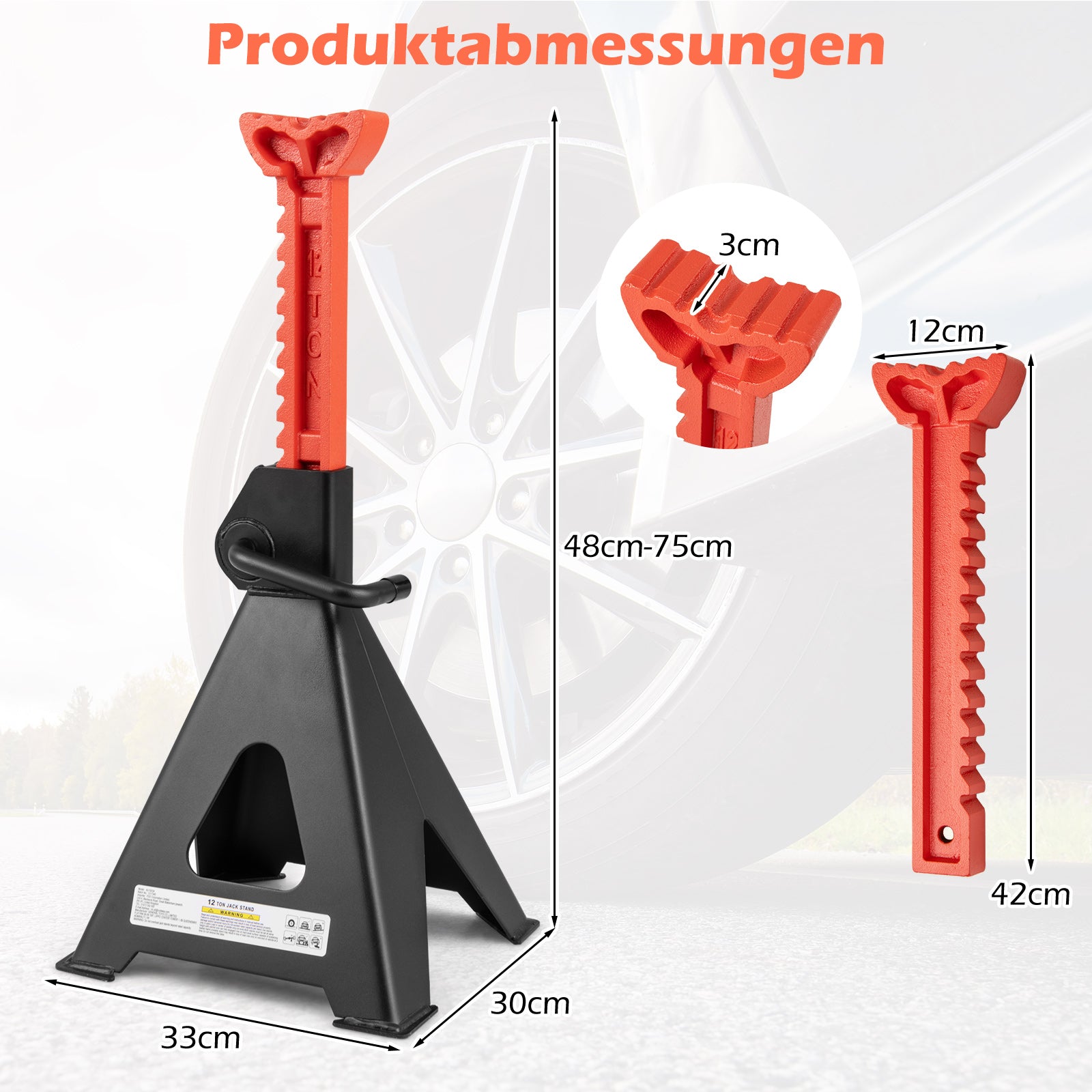 pack – stödben med ton belastning, stegs höjdjusterbart – 2 12 13 – Röd