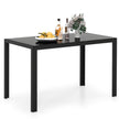 Matbord – i glas, köksbord för personer, matsalsbord med metallram, fyrkantigt köksmöbler – 4 120 x 70 x 75 cm – Svart