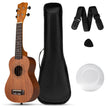 Tum – Ukulele Mahogny Trä Set med Bärväska Plektrum justerbar Rem – 21 – Natur