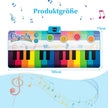 Musikmatta – för barn, pianomatta med musikinstrument, tangmatta inspelnings och uppspelningsfunktion, – 8 181 x 73 cm – Färgglad