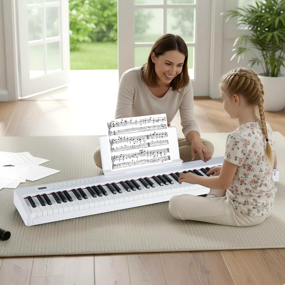 tangenter – digitalt piano bärbart fullformat elektriskt keyboard vitt – 88 – Vit