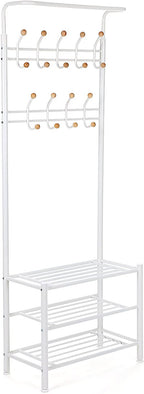 Coat Rack - med 3 skosträd - med 18 krokar - Metall - 68,8 x 35,2 x 187 cm