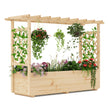 Högbädd – med spaljé och hängande tak, planteringslåda stöd dräneringshål, blomlåda – 150 x 50 x 104 cm – Natur