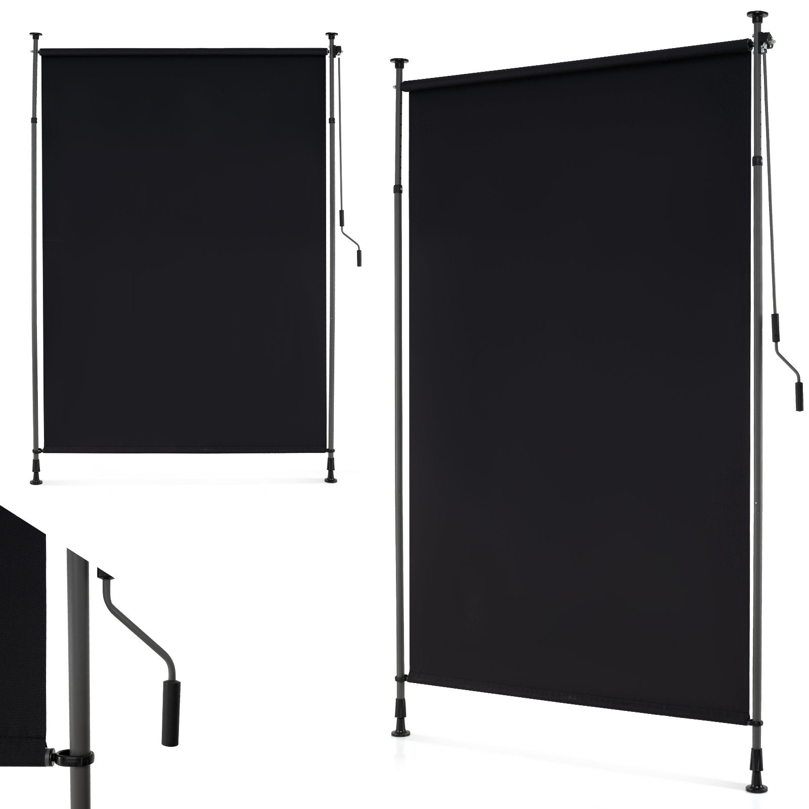 Vertikalmarkis – utomhus höjdjusterbar och utdragbar balkongmarkis – 200 x 220-310 cm – Svart