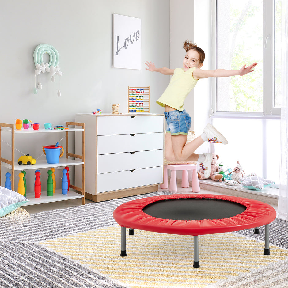 Mini – Trampolin Fitness Fällbar upp till Belastning – 150 kg Ø 97 cm – Röd