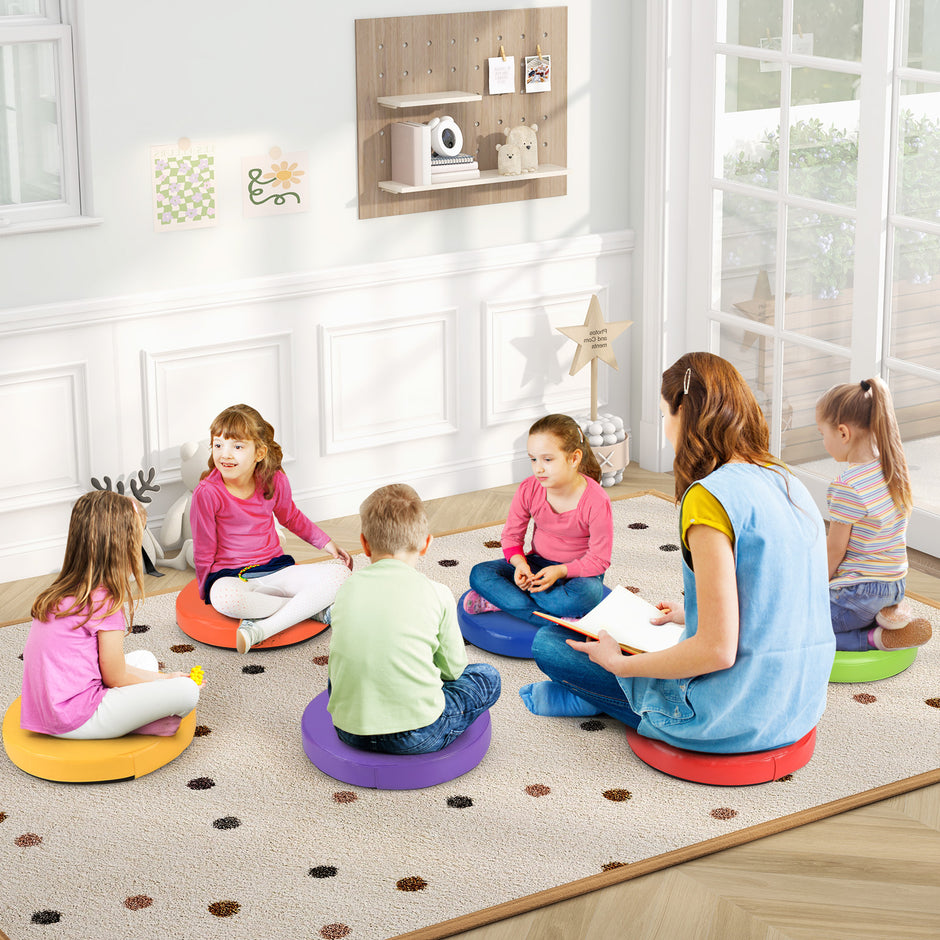 pack – barn rund sittkudde golvkudde med handtag och dragkedja stolskudde – 6 35 x 35 cm – Färgglad