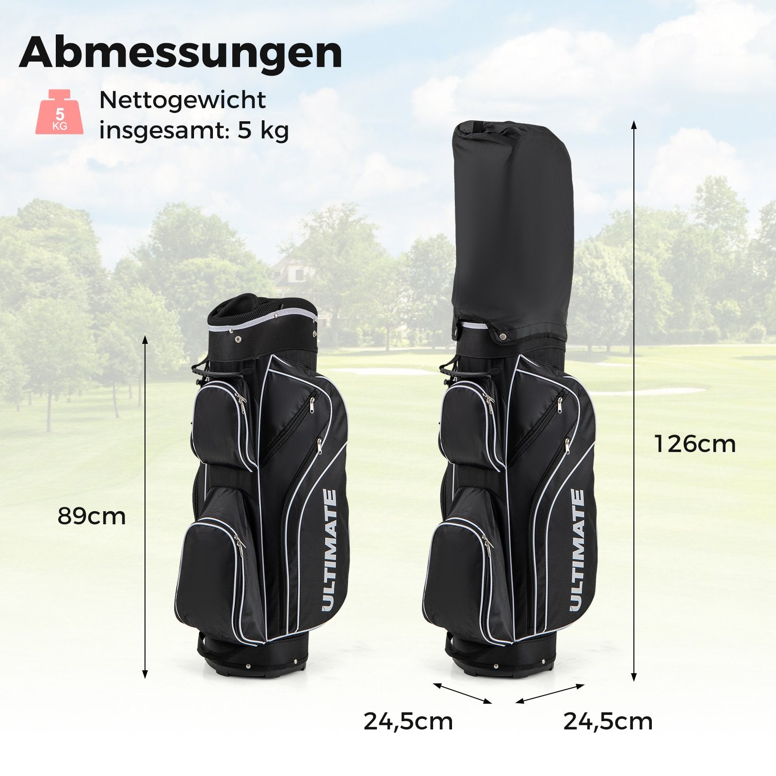 Komplett – set med golfklubbor för högerhänta damer, bärväska – Svart