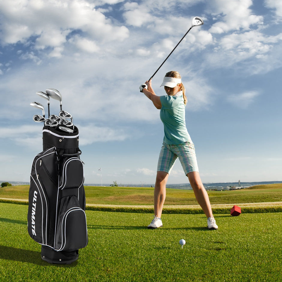 Komplett – set med golfklubbor för högerhänta damer, bärväska – Svart