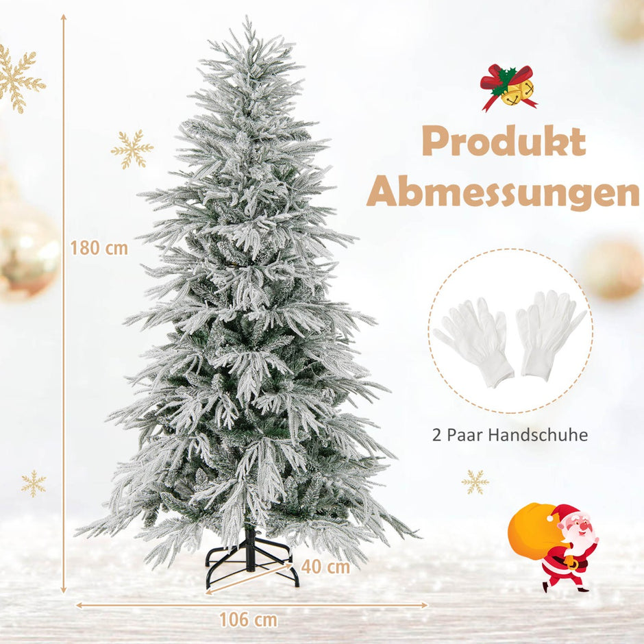 Snöklädd – konstgjord julgran med kulor, varmvita LED lampor och grenspetsar – 65 350 905 210 cm – Silver