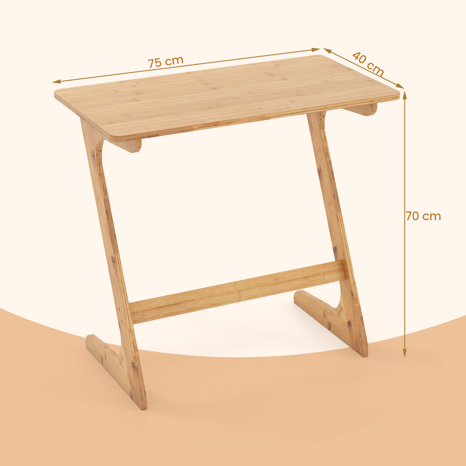 Z – formad sidobord soffbord av bambu platsbesparande kaffebord nattduksbord – Natur