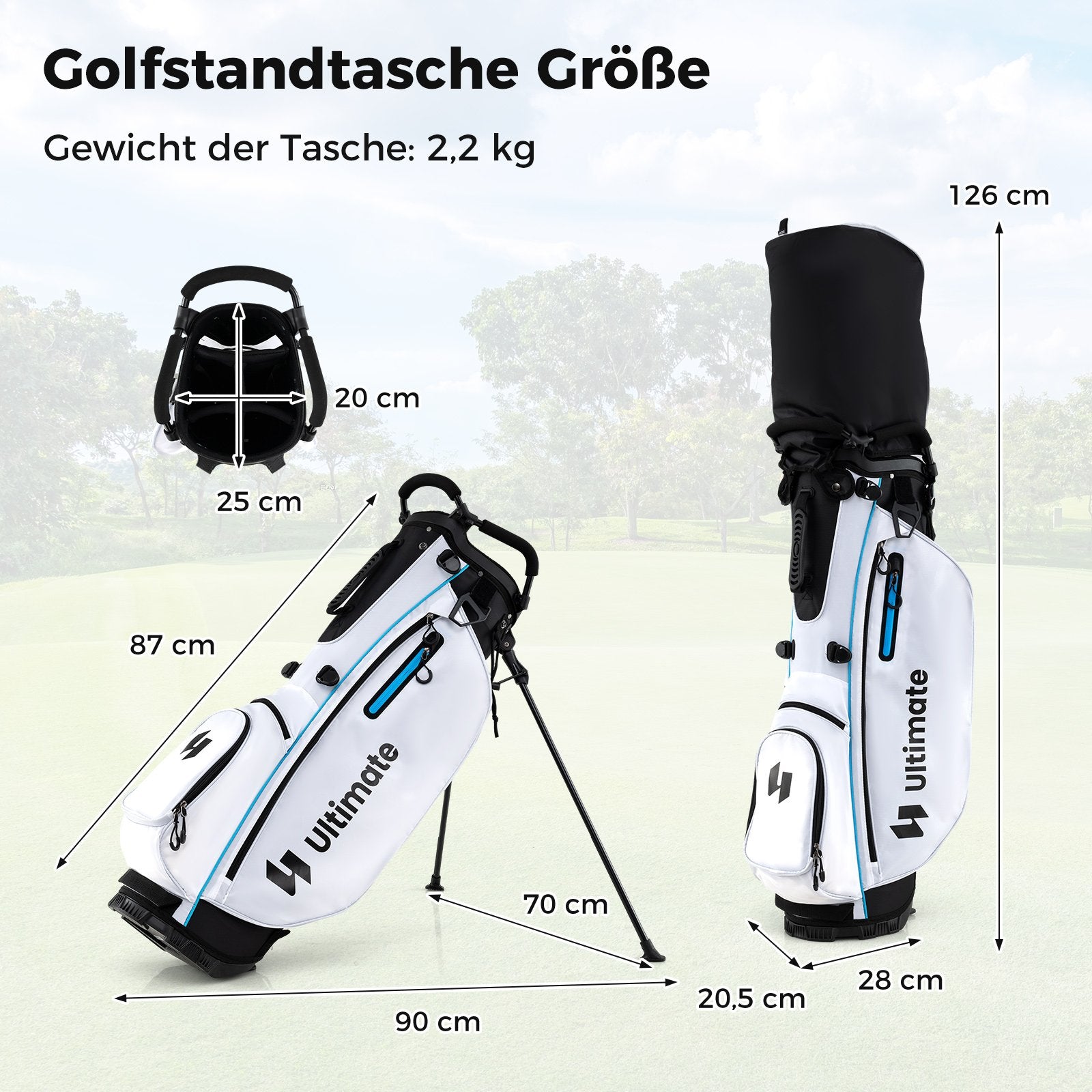 delat – komplett golfklubbsset med golfbag och regnskydd – 15 – Vit