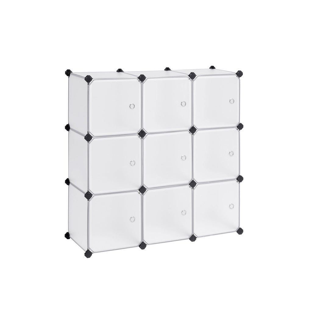 Racking System - 9 kuber - med dörrar - garderob och skoprack - vitt