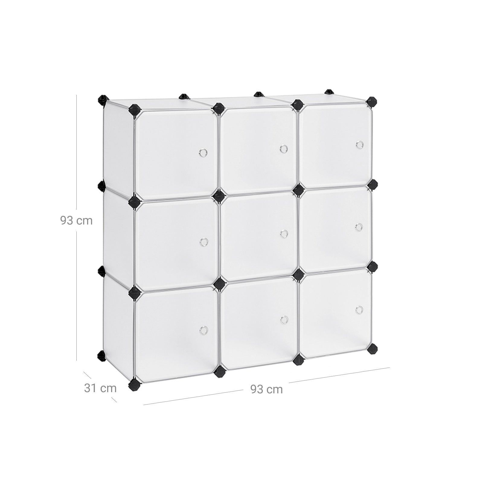 Racking System - 9 kuber - med dörrar - garderob och skoprack - vitt