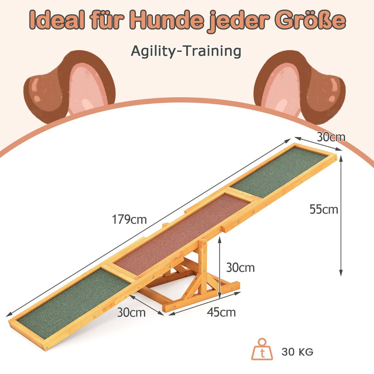 Trä – Hund Agility Vippbräda och leksats Utomhus lökleksak Klätterplattform – Gul