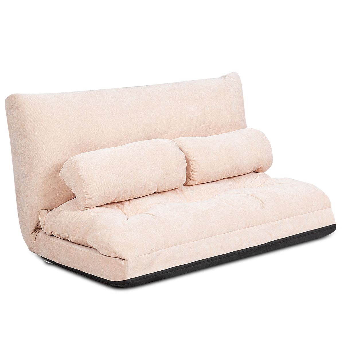 Ihopfällbar – Golvsoffa Sofa säng med Kudd och Ryggstöd steg Inställningsbar Golvfåtölj – 2 6 – Beige