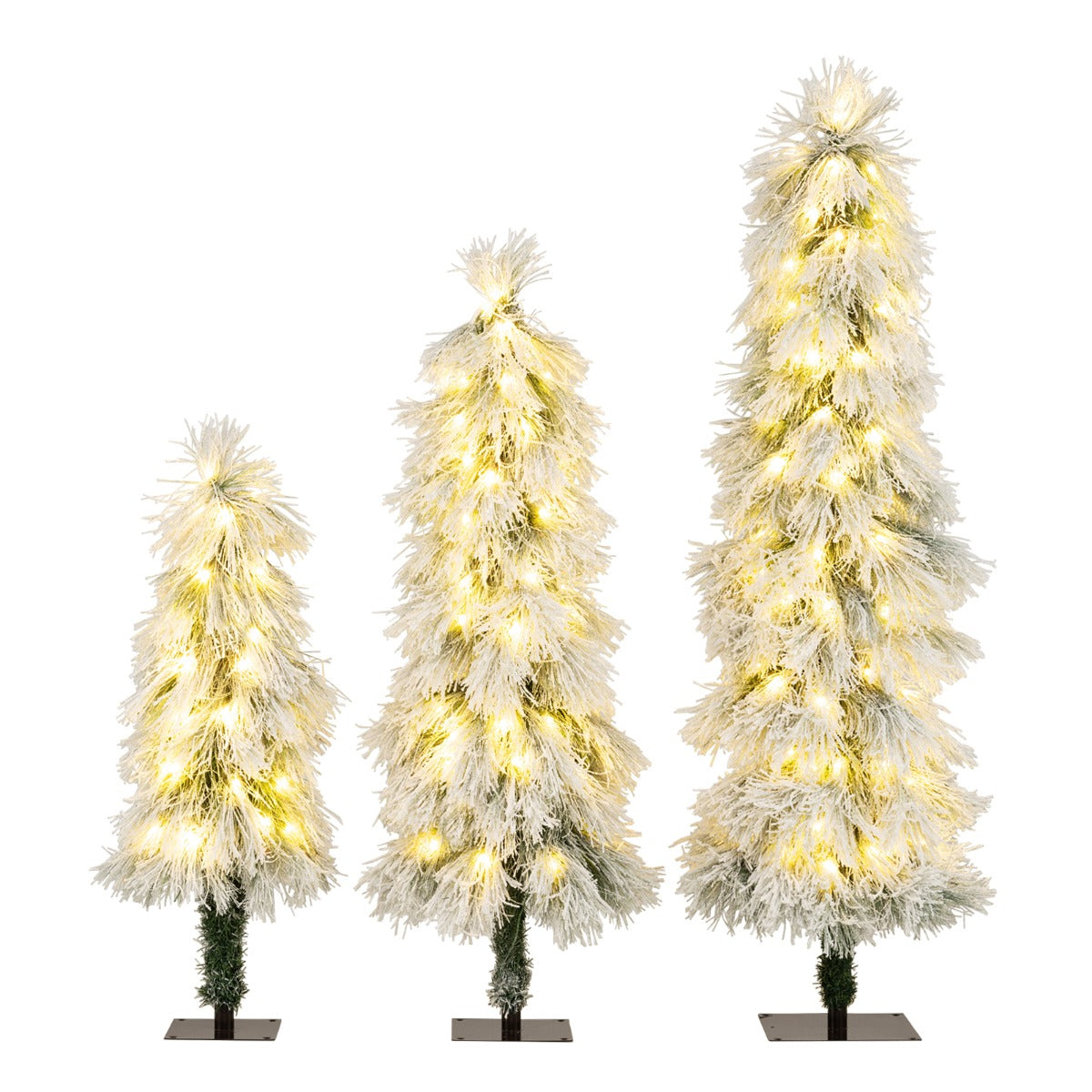pack – konstgjorda julgranar cm, och med belysning, snöbeströdda grenar, gröna – 3 90 120 cm 150 cm – Grön