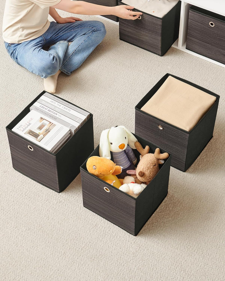 Förvaringsboxar – Hopfällbar design – Set om 6 – Mörkbrun