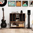 Skivspelareställ – med laddstation och vinylförvaring Sidoskåp Vinyldisplay Hylla – Kaffe