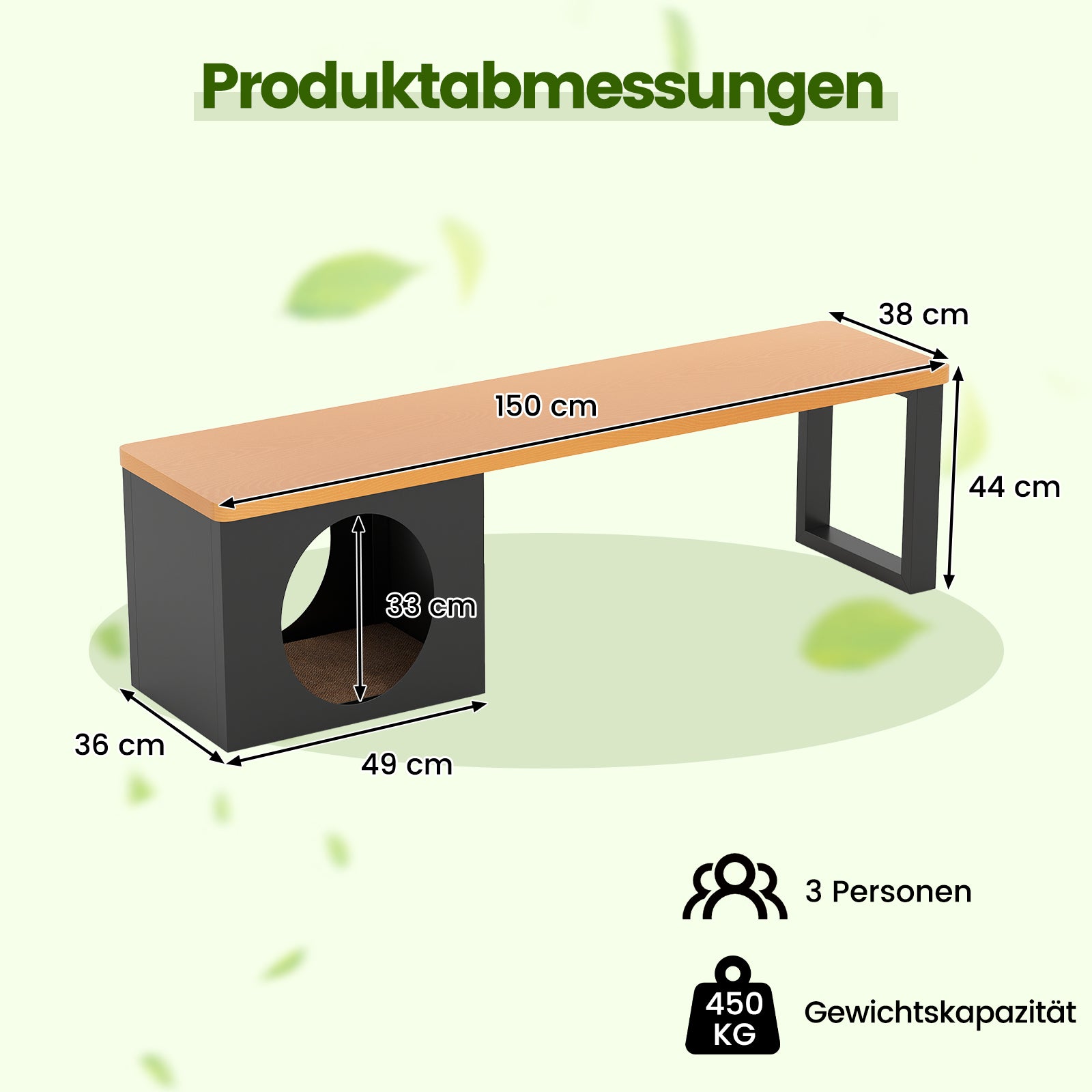 Metall – trädgårdsbänk med katt hus sits utan ryggstöd balkongbänk – 3 – Kaffe