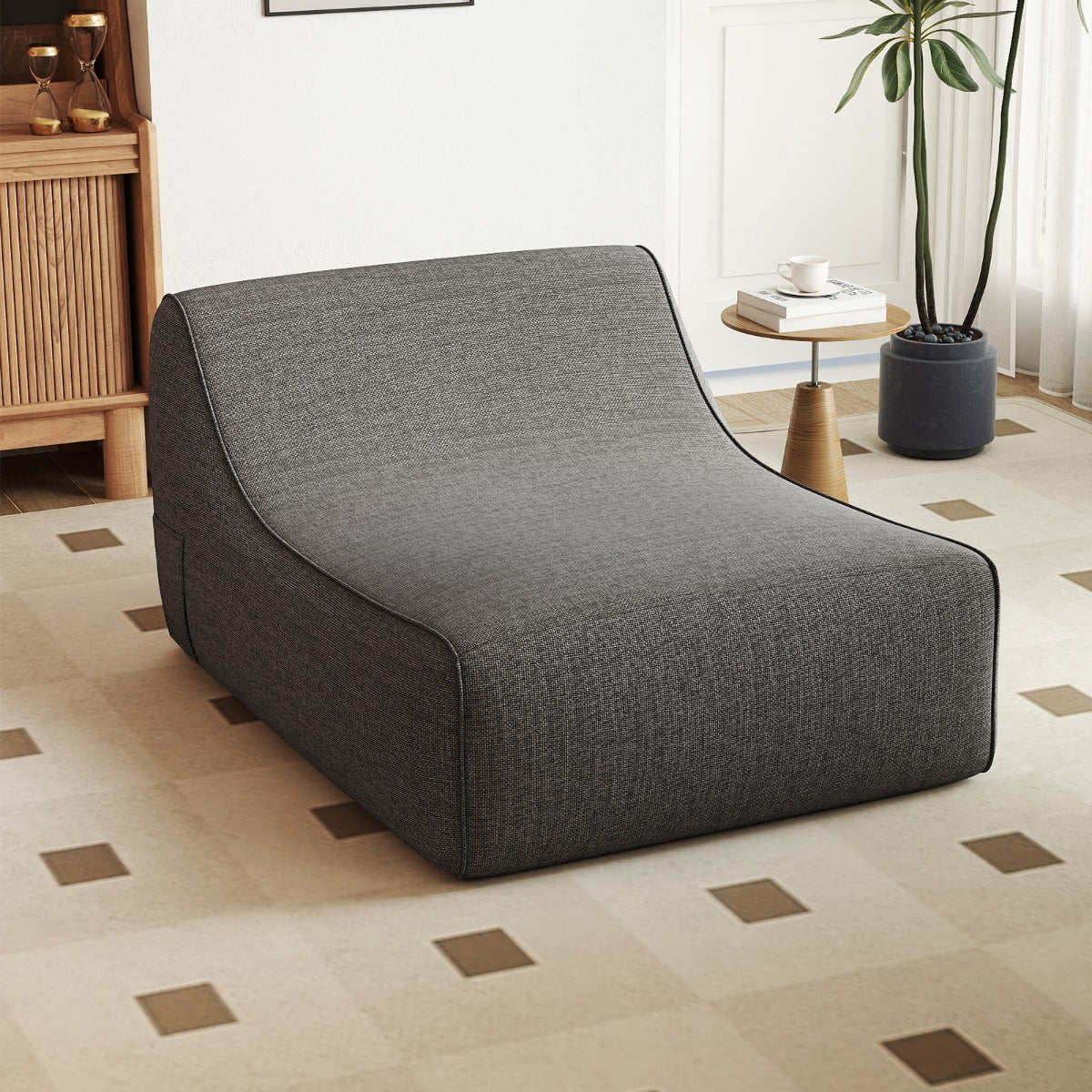 Uppblåsbar – lounge fåtölj ergonomisk lat soffa med avtagbar överdrag – Grå