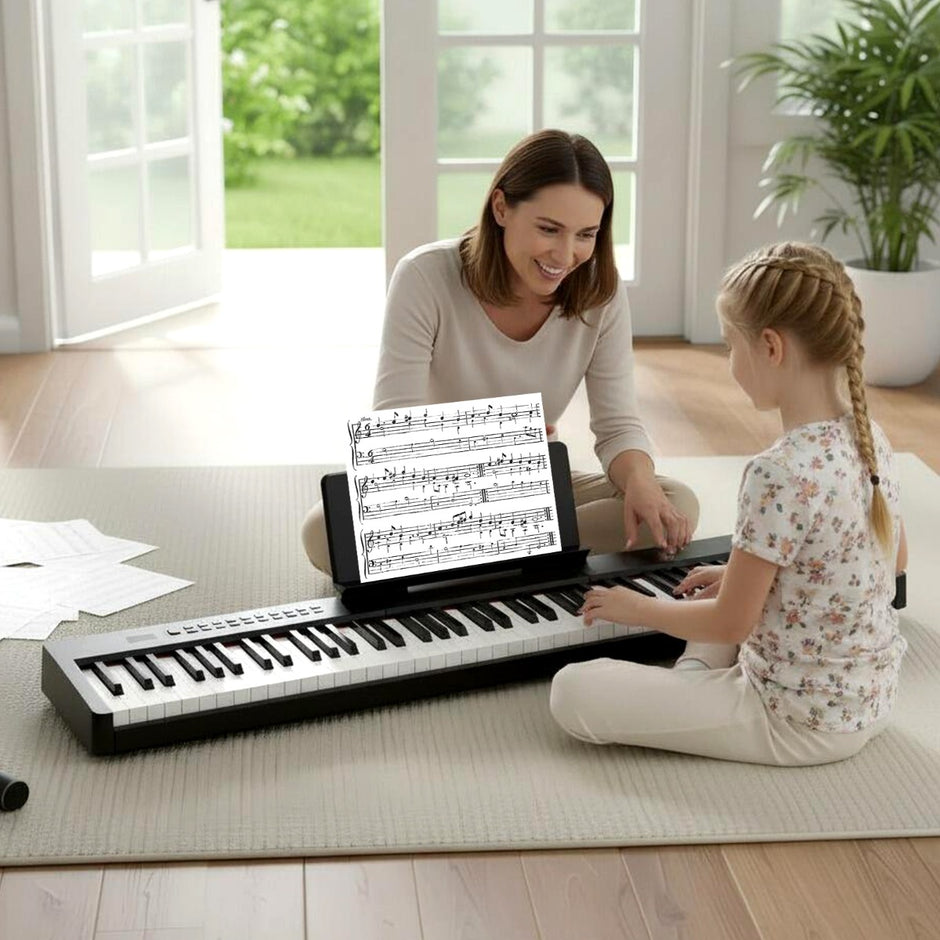 tangenter – digitalt piano bärbart fullformat elektriskt keyboard – 88 – Svart