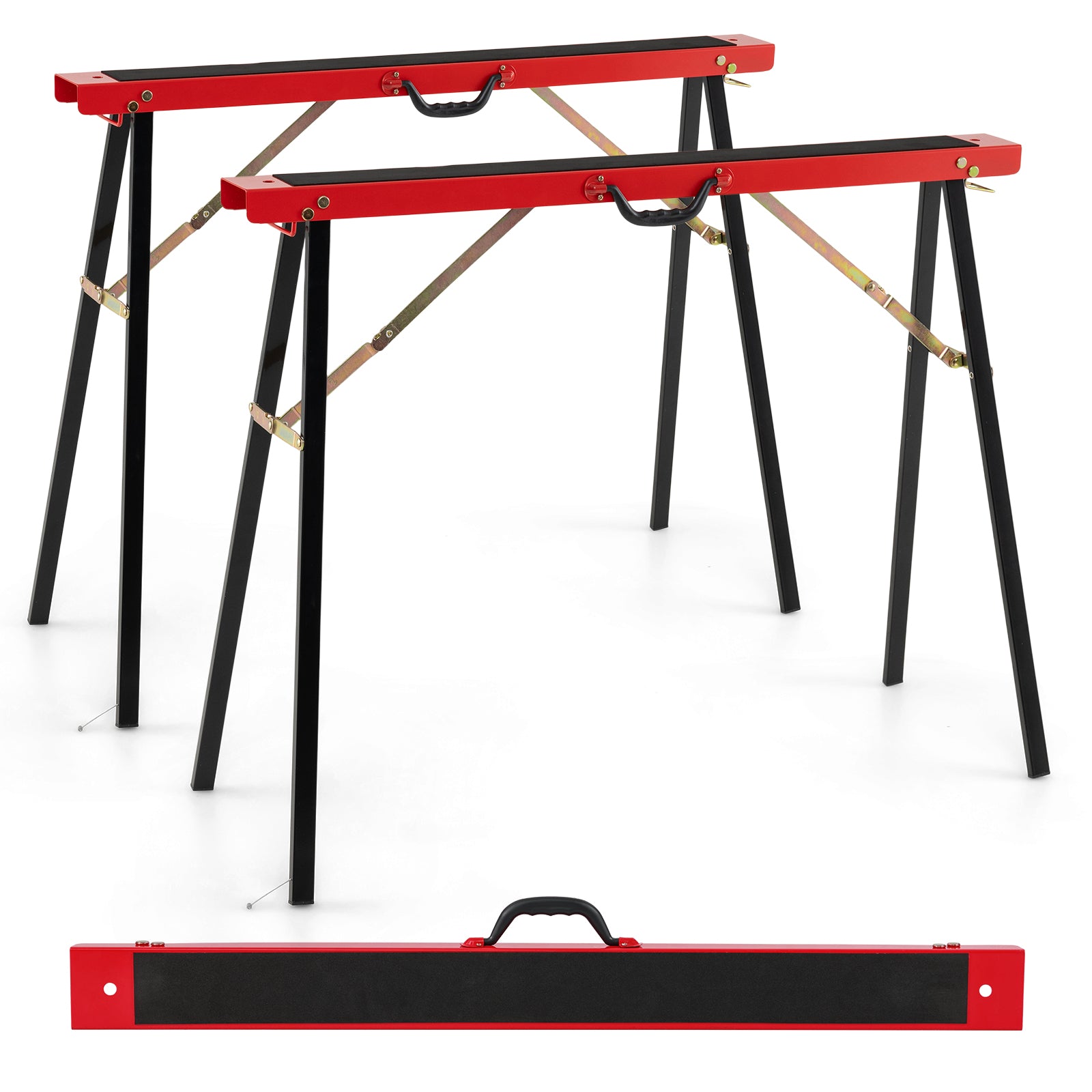 pack – bärbara sågställ i galvaniserad metall med halkfri yta svart + – 2 – Röd