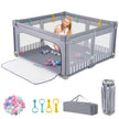 Fällbar – Spärr för Baby med Bollar, Handtag och Dragkedjeöppning – 50 4 150 x 150 cm – Ljusgrå