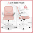 Ergonomisk – kontorsstol med fällbara armstöd och gungfunktion, skrivbordsstol – Rosa