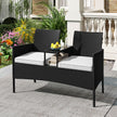Trädgårdsbänk – med bord sits Polyrattan sittbänk sittgrupp trädgårdsmöbler terrassmöbler – 2 – Svart