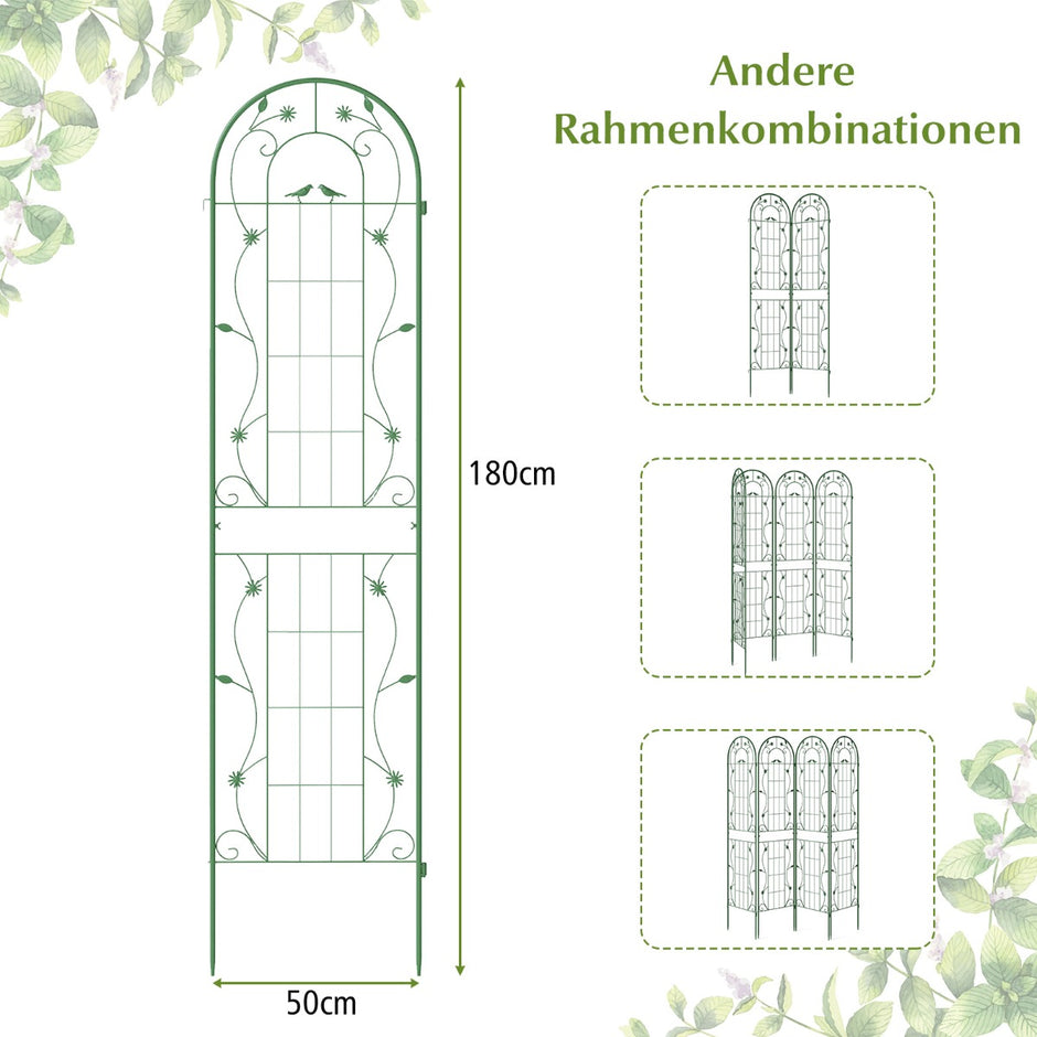 pack – metall spaljé för plantering dekorativ trädgårdsstaket fristående – 2 – Grön