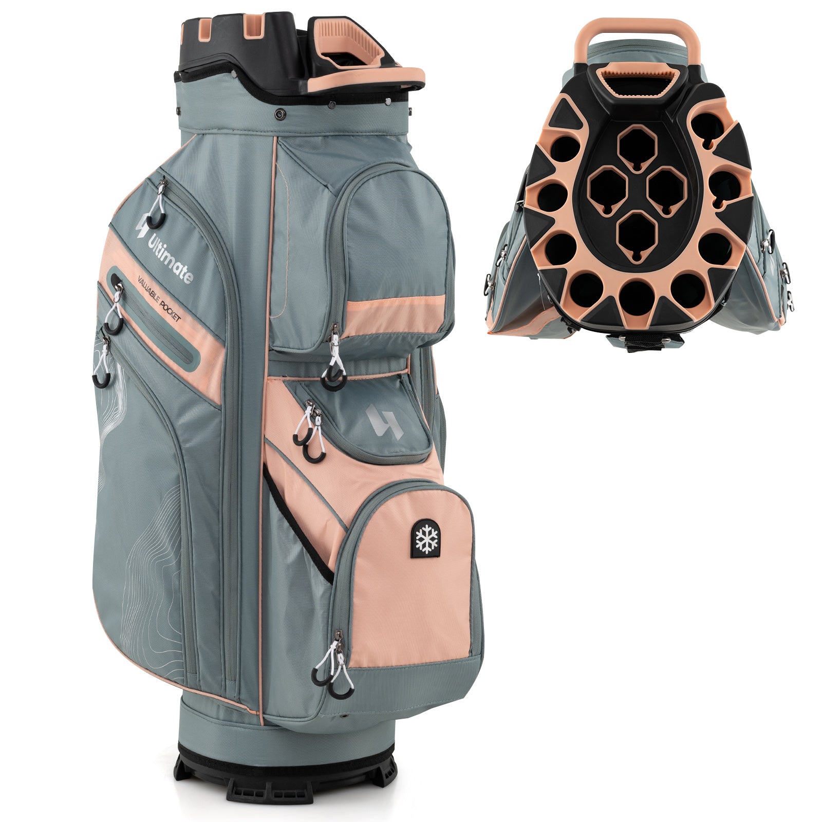Golfbag – med fack och bärrem regnskydd fickor Lätt golfvagnsbag – 14 11 – Rosa