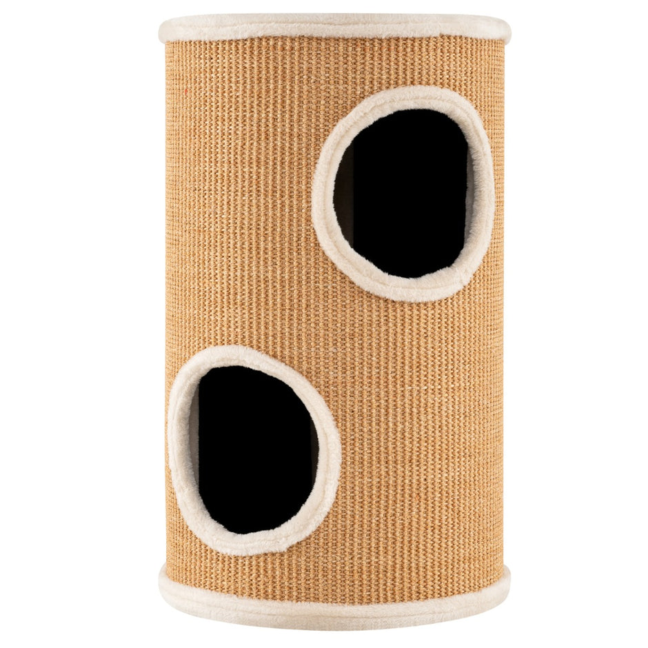 Klösburk – med sisal klösbräda och kattgrottor plyschbädd Kattburk – 3 Ø 36 cm – Beige