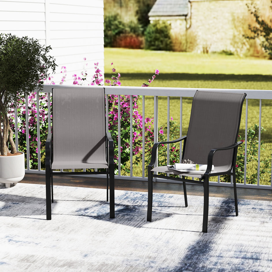 pack – trädgårdsstolar med hög ryggstöd, belastningskapacitet upp till kg, terrassstolar – 2 150 – Grå