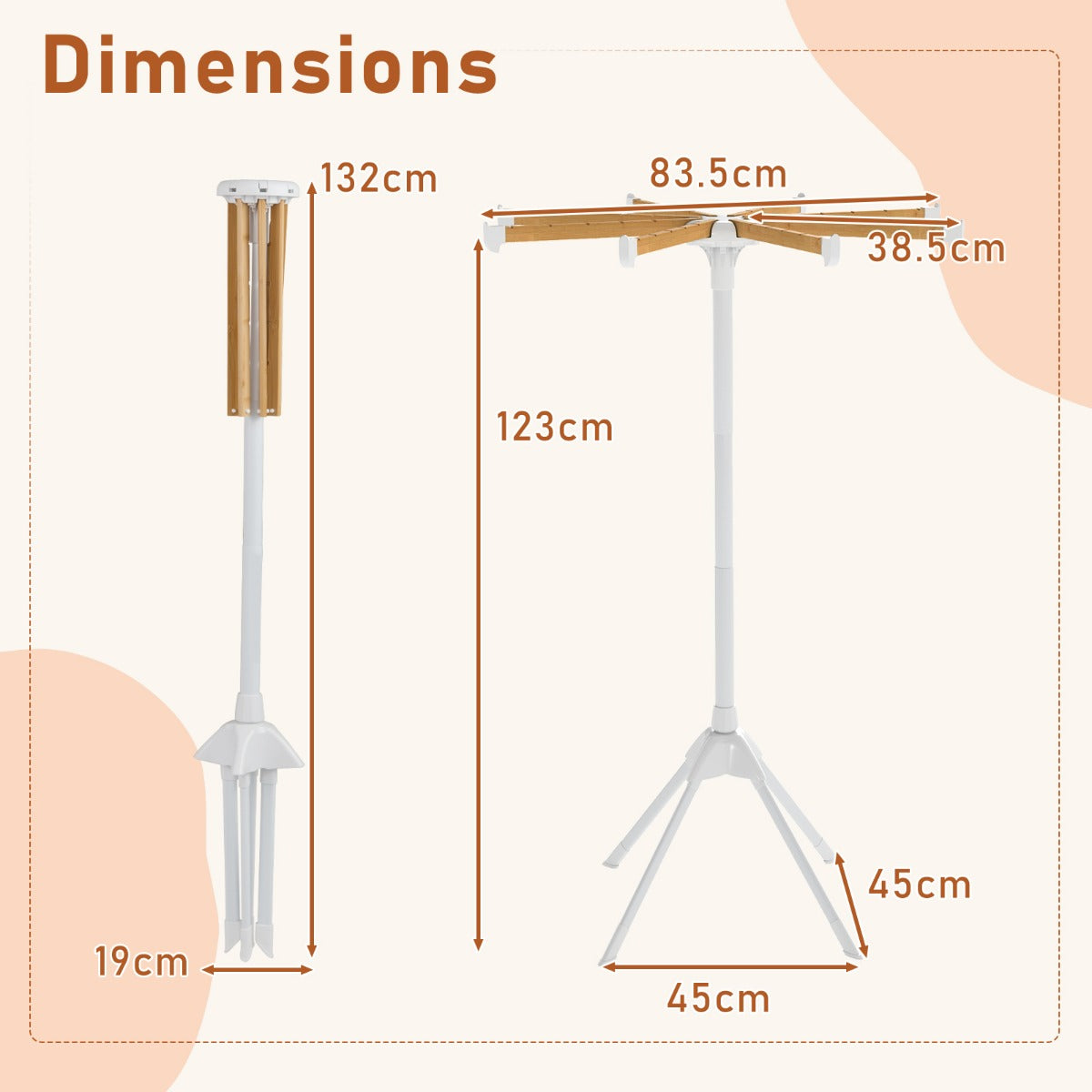 Ben – Klädställare stående Torkställning med Bambu Torkstång Galgplats – 4 8 40 – Natur