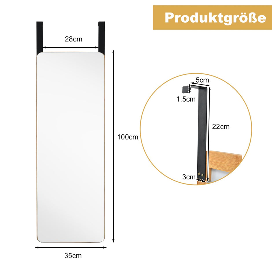 Väggspegel – dörrspegel med krokar och rundade hörn hängande – 2 – Natur
