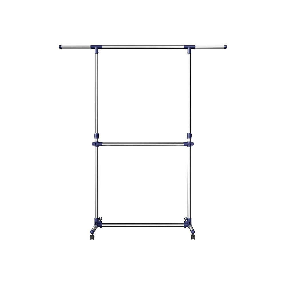 Kläder rack-utdragbara 2 stavar-på hjul-justerbara-113-198 cm