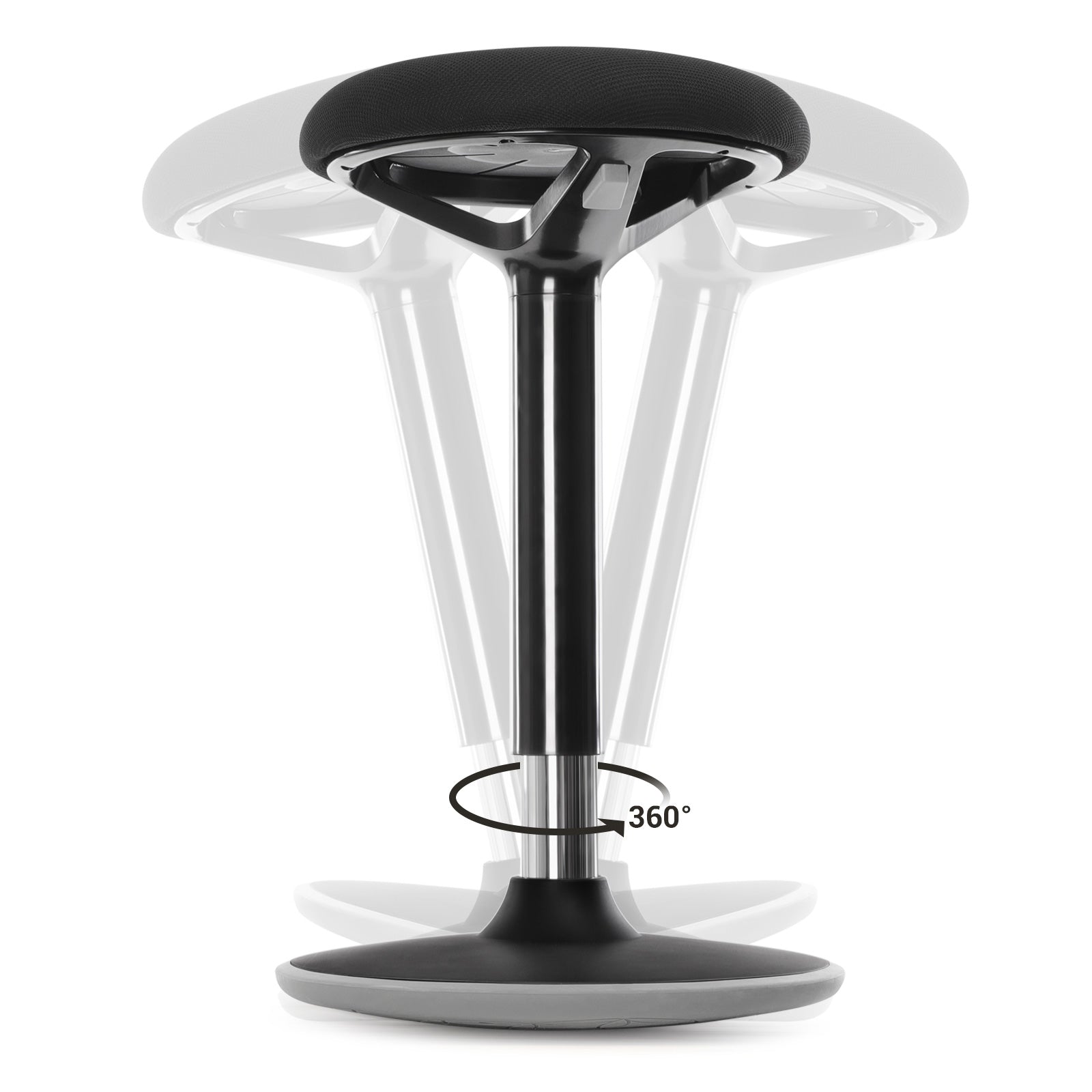 Arbetspall – 360° vridbar – Sitthöjd 50-65 cm – Svart