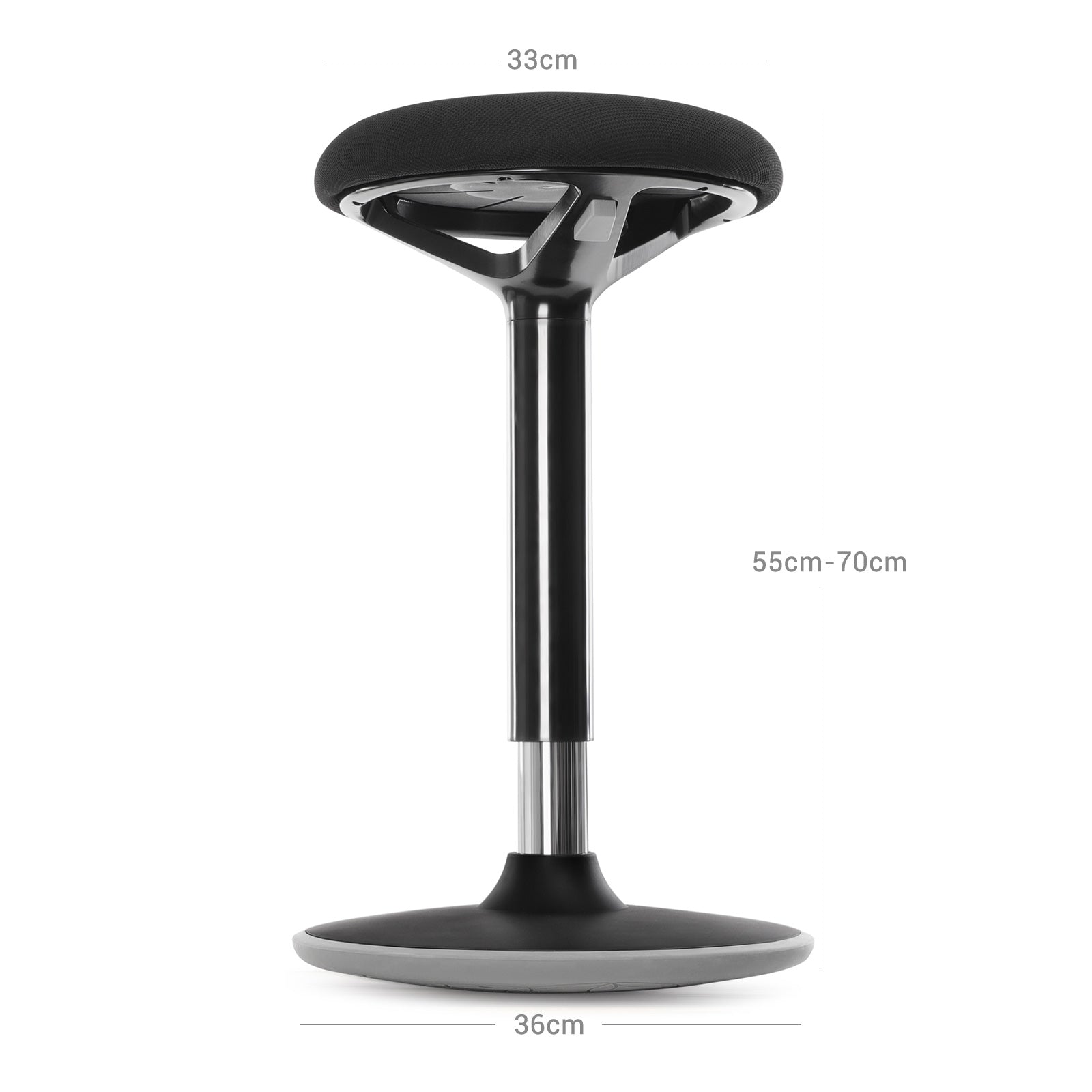 Arbetspall - kontorsstol utan ryggstöd - 360 ° roterbar - 50-65 cm - svart