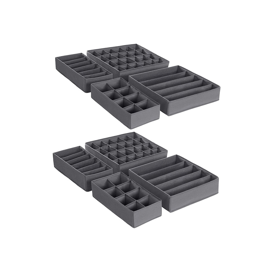 Opbergdozen - Set van 8 - Lade-Organizer - Opvouwbaar - Grijs
