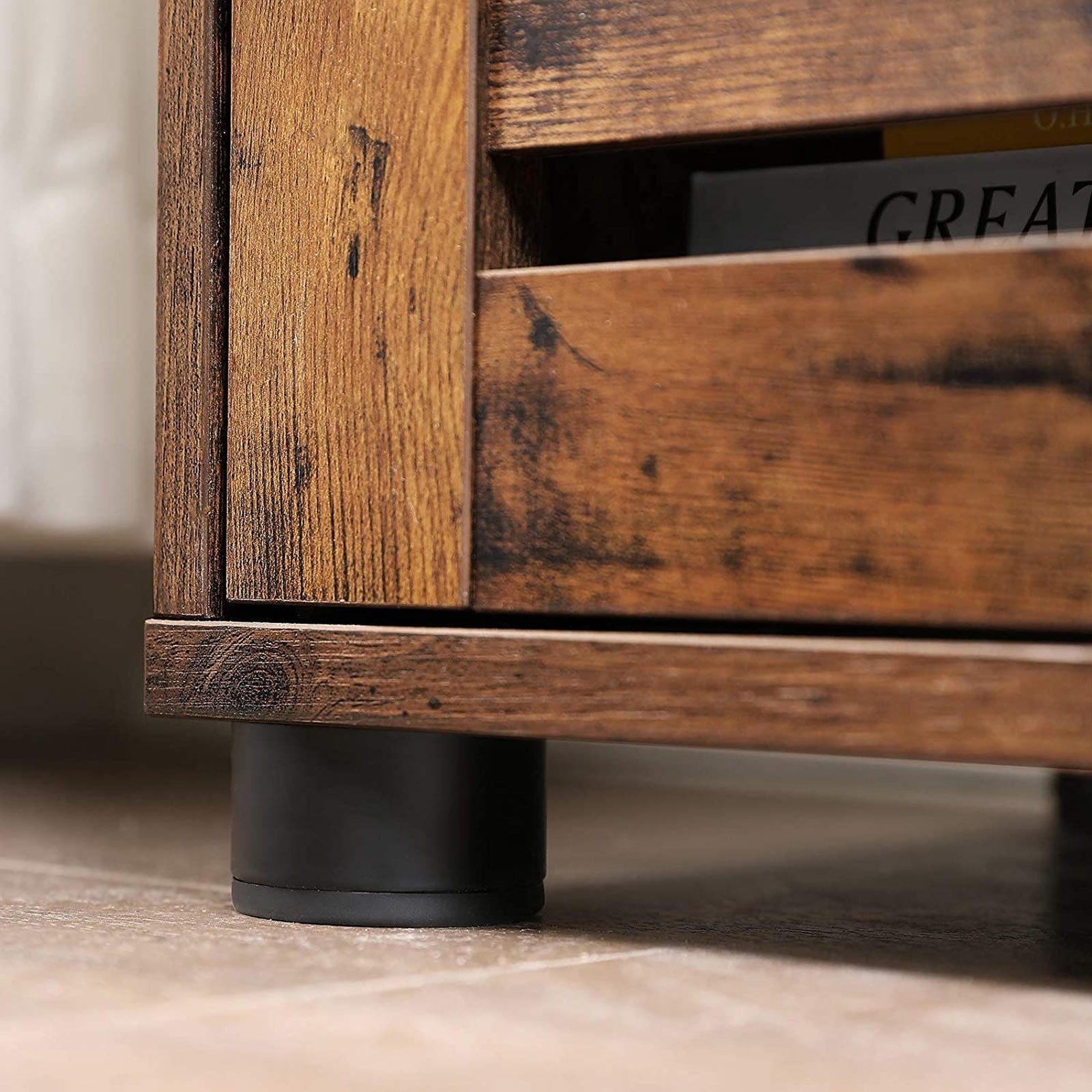 WASHBASIN MURNITER - Badrumsskåp med 2 lamellörrar - Industriell design - Brun