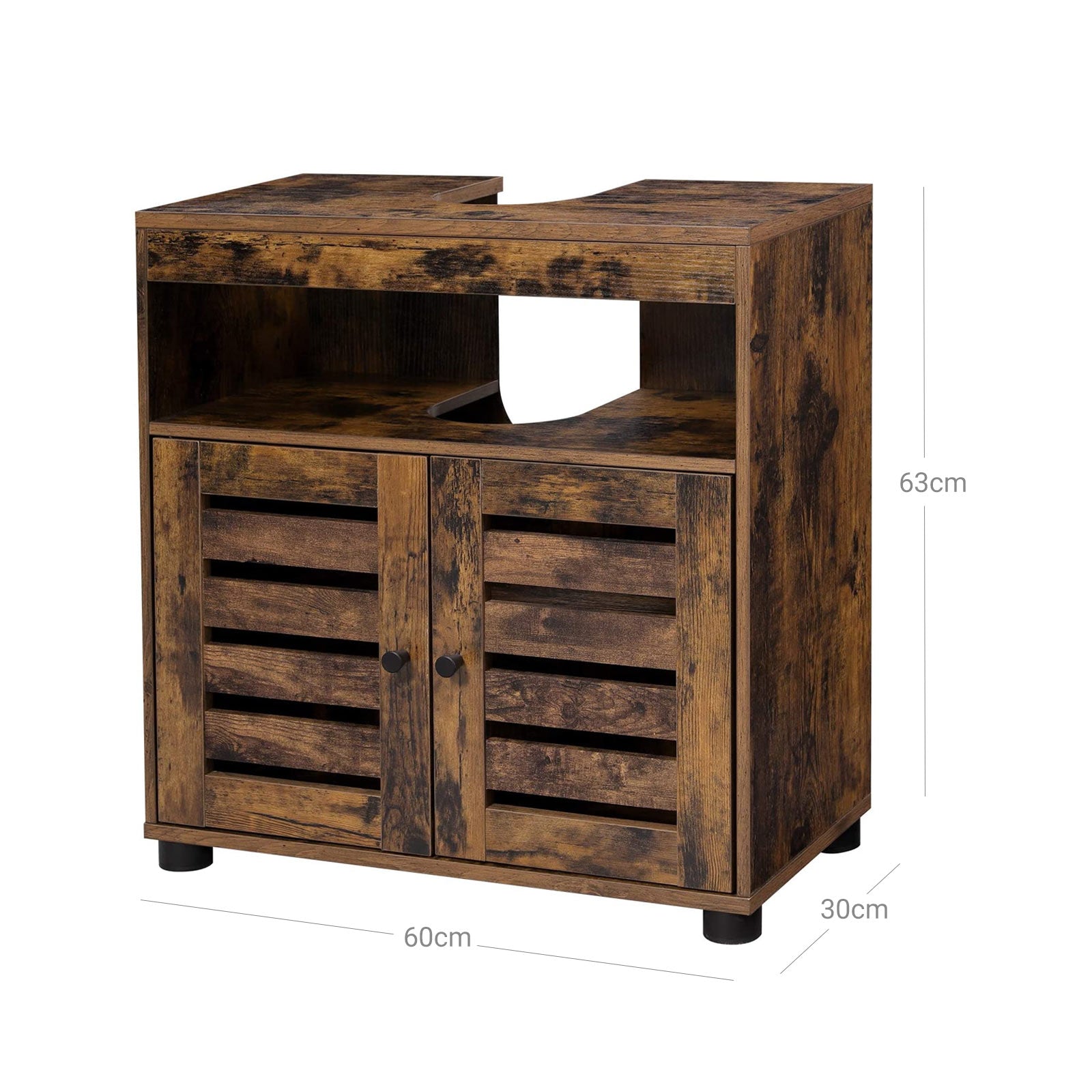 WASHBASIN MURNITER - Badrumsskåp med 2 lamellörrar - Industriell design - Brun